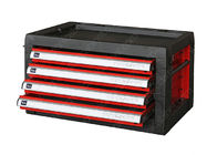Armário multifuncional de aço da parte superior da caixa de ferramentas, caixa de ferramenta preta vermelha do metal com gavetas
